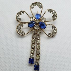Vintage  Scitarelli Brooch with Blue/ Crystal's